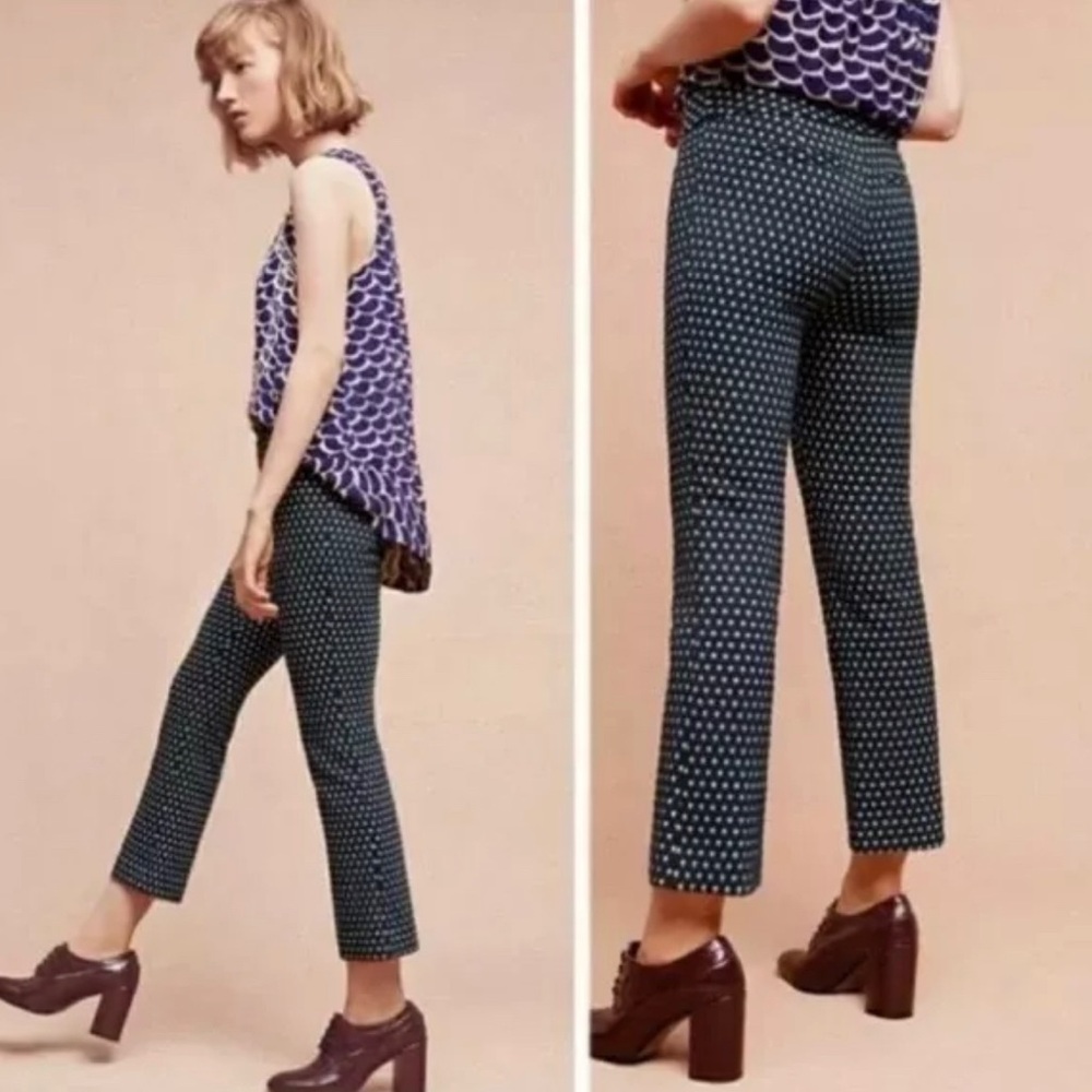 Anthropologie Cartonnier Charlie Cropped Flare Jacquard Pants - Sz 0